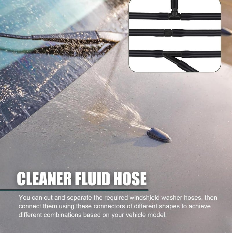 CyperFair 30 PCS Universal Windshield Washer Hose Kit – 13.12Ft/4M, Includes T-Type, Y-Type, & I-Type Fittings – Black Washer Hose for Most Cars & Vehicles – Easy Installation (Black) - Image 3